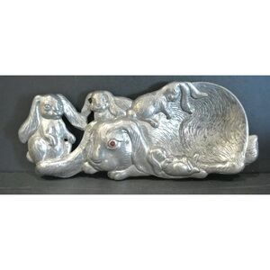 Silver Rabbit Family Sculpture